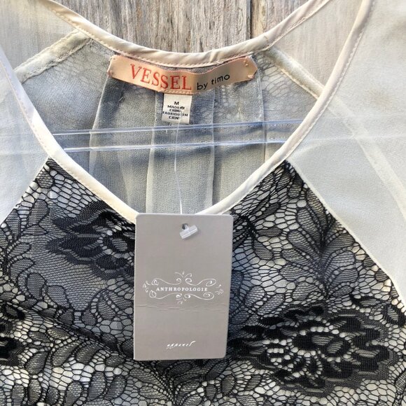 Anthropologie Vessel by timo Sheer Lace Raglan Short Sleeve Blouse Medium NWT - Picture 3 of 6